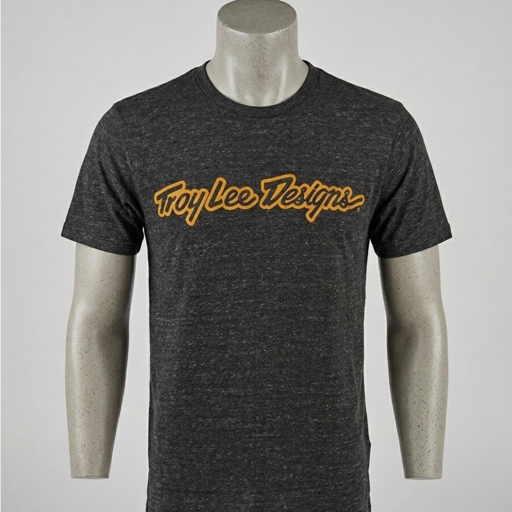 Troy Lee Designs "Script" Tee – Heather Charcoal SMALL